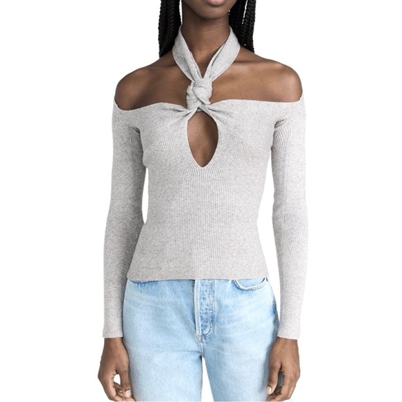 NEW ATOIR GRAY RIBBED KNIT TOP - Picture 1 of 9